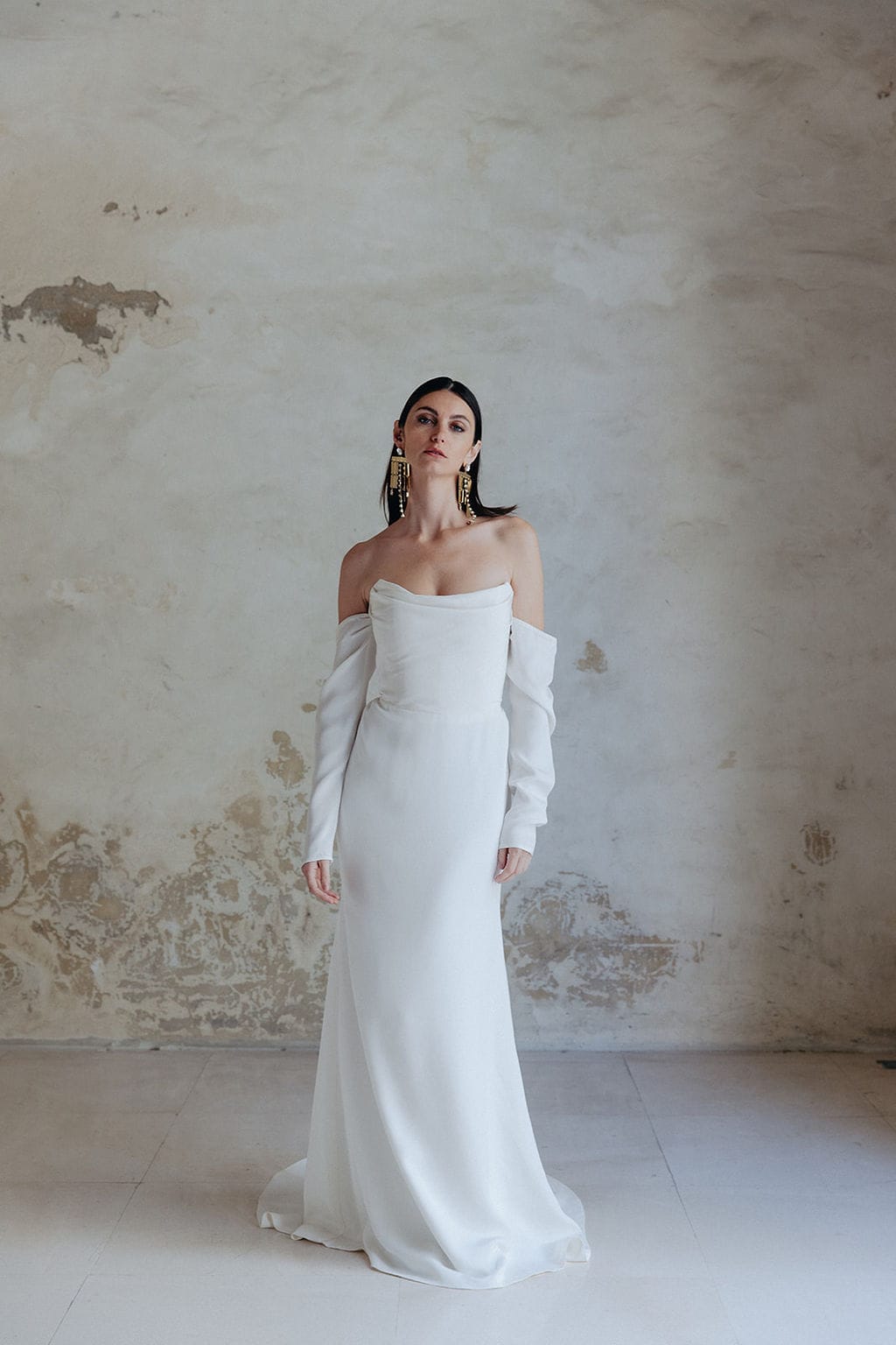 Robe de mariée seconde main Maison Maelie Lille - Modèle Blanche en crêpe de soie